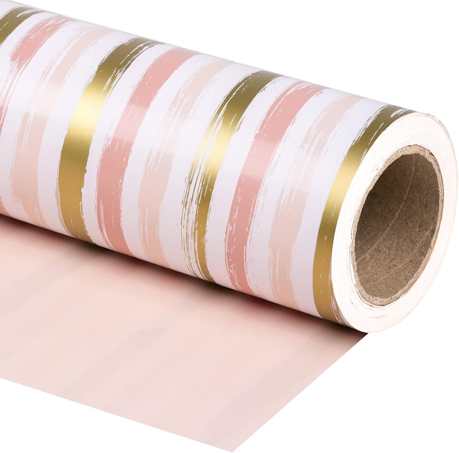 WRAPAHOLIC 30 Inch Jumbo Reversible Pink Wrapping Paper - 30 Inch x 33 Feet - Pink Gold Lines and Solid Pink Design for Girls Birthday, Baby Shower, Wedding, Bridal Shower | Amazon (US)