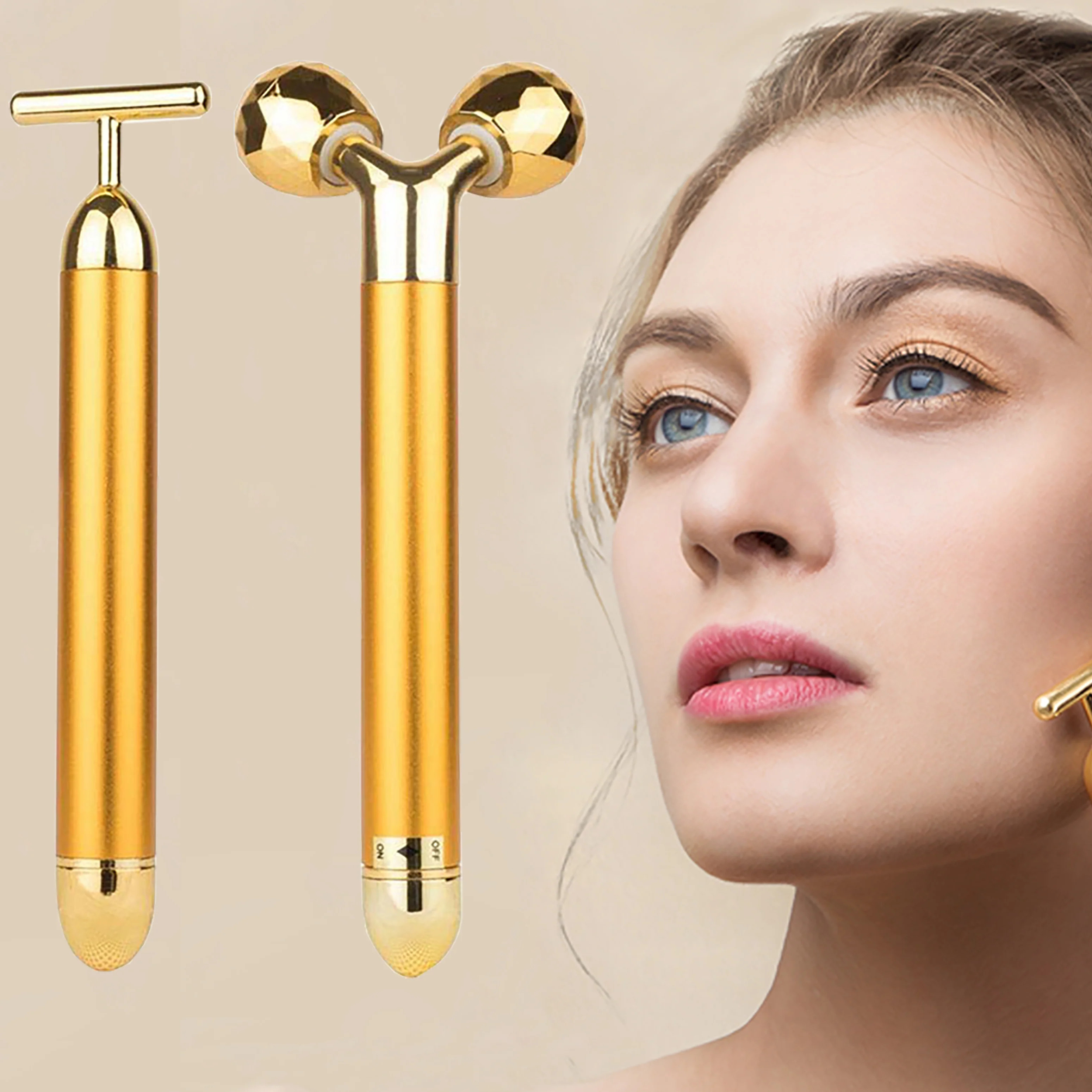 Yeamon 2 in 1 Face Massager Golden Facial Electric 3D Roller and T Sha | Yeamon Beauty