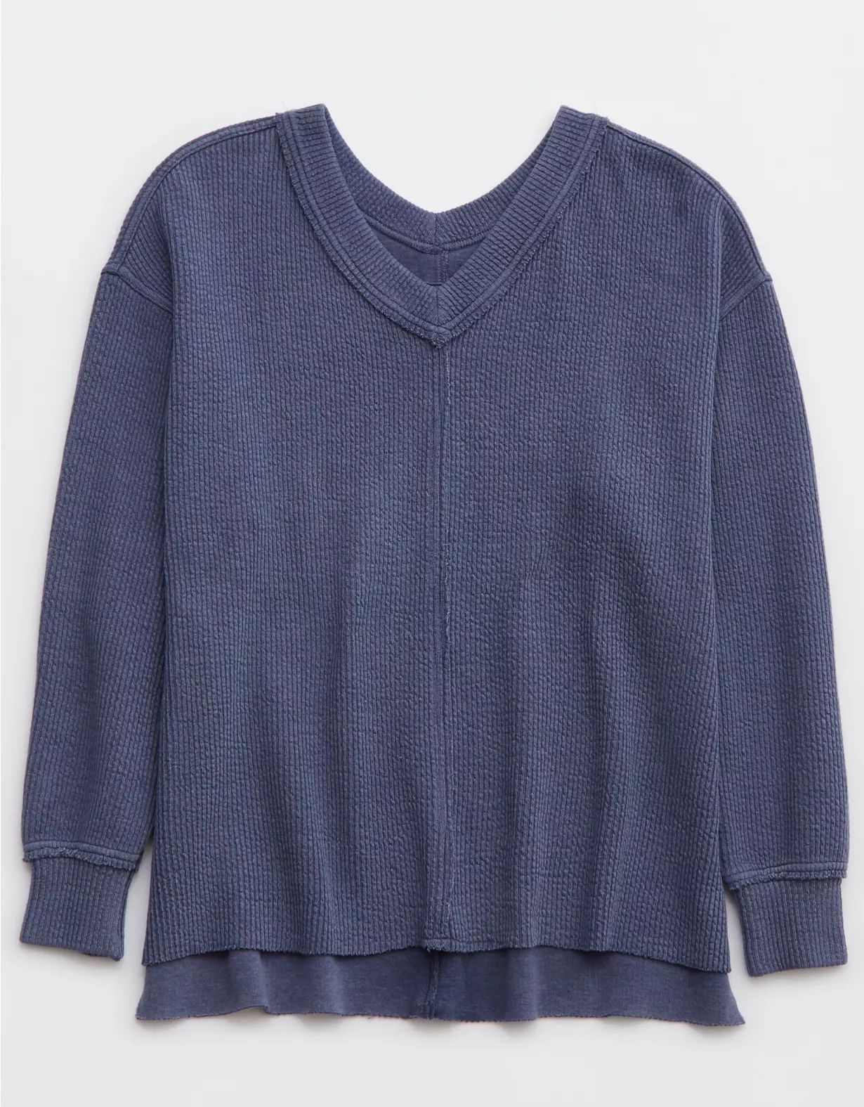 Aerie Wonder Textured V-Neck Sweatshirt | Aerie