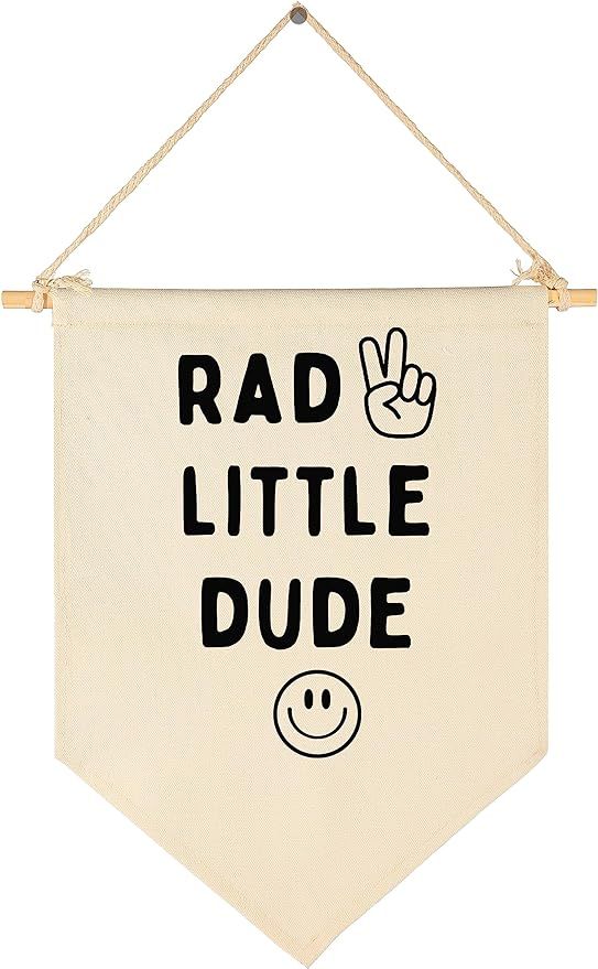 Rad Little Dude - Smiley Peace Sign -Flag Decor Gifts for Boys Kids-Banner Wall Sign Gifts for Nu... | Amazon (US)