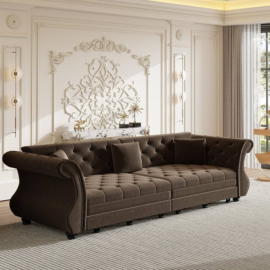 KEIKI 97.6" Classic Chesterfield Sofa Bed for Traditional & Modern Homes, Pull Out Velvet Sleeper... | Amazon (US)