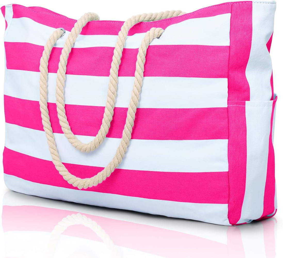 Becokan Beach Bags for Women Large Waterproof Beach Tote Bag Zipper Beach Bags Waterproof Sandpro... | Amazon (US)