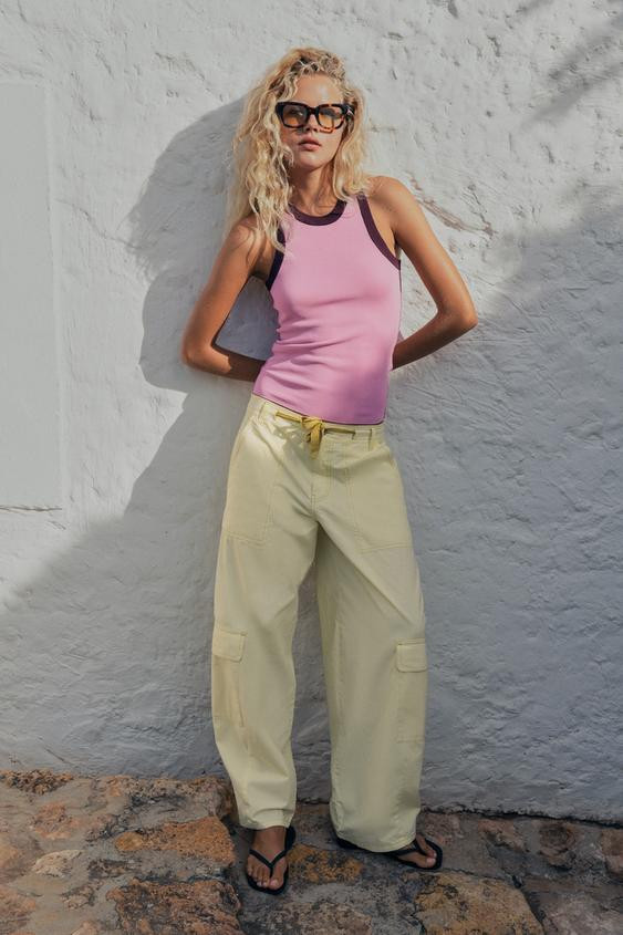 Zara - Textured Balloon Pants - Women - Chocolate - Women | Zara US