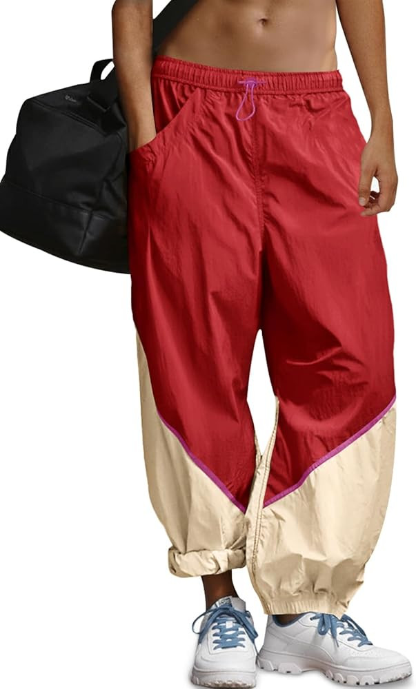 Fisoew Womens Baggy Wide Leg Pants Casual Elastic Waist Color Block Loose Workout Track Pants wit... | Amazon (US)