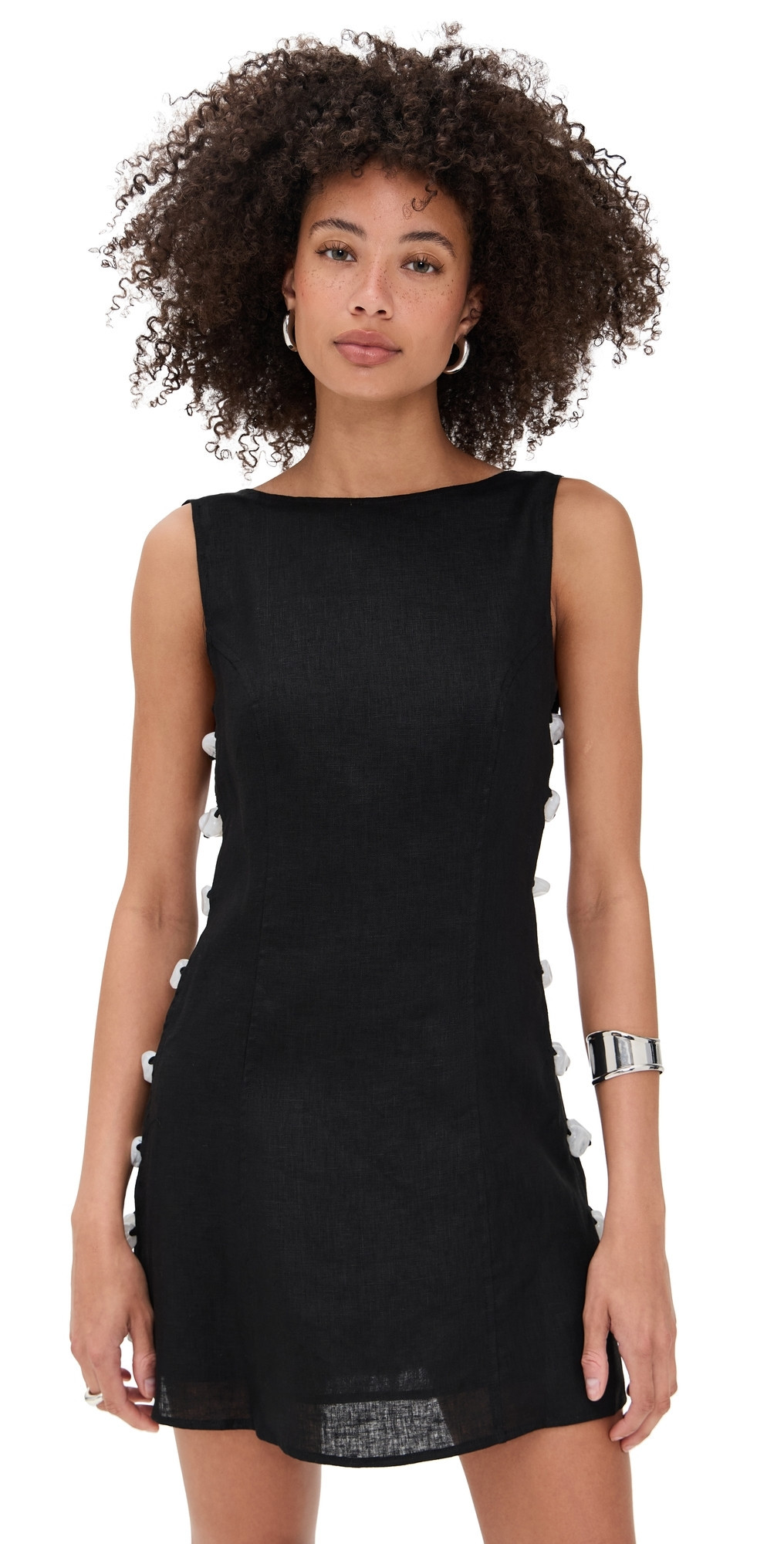 VRG GRL Tia Linen Mini Dress Black Black L | Shopbop