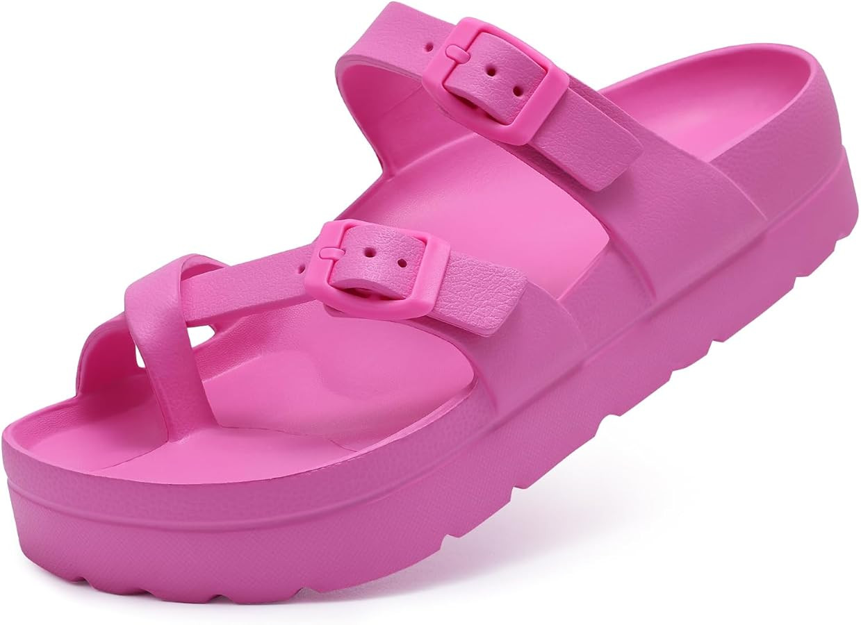 Women's Platform Sandals with Arch Support Comfortable Foam Slides Lightweight Thick Soles | Adju... | Amazon (US)
