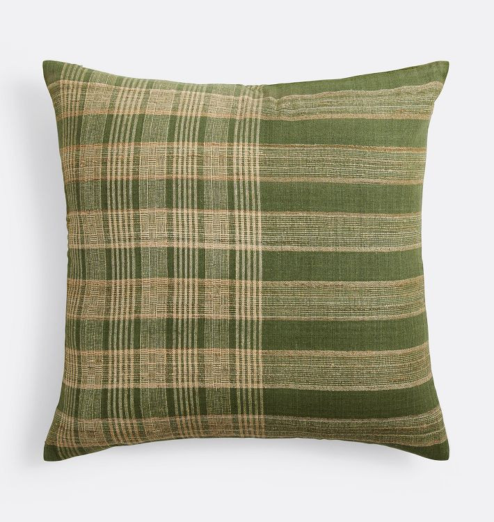 Plaid Striped Silk Pillow Cover | Rejuvenation