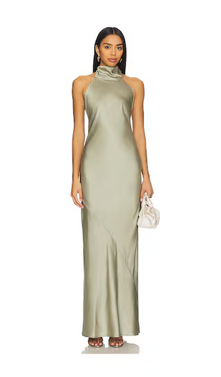Lisa Maxi Dress in Moss Green Luxe Satin | Revolve Clothing (Global)