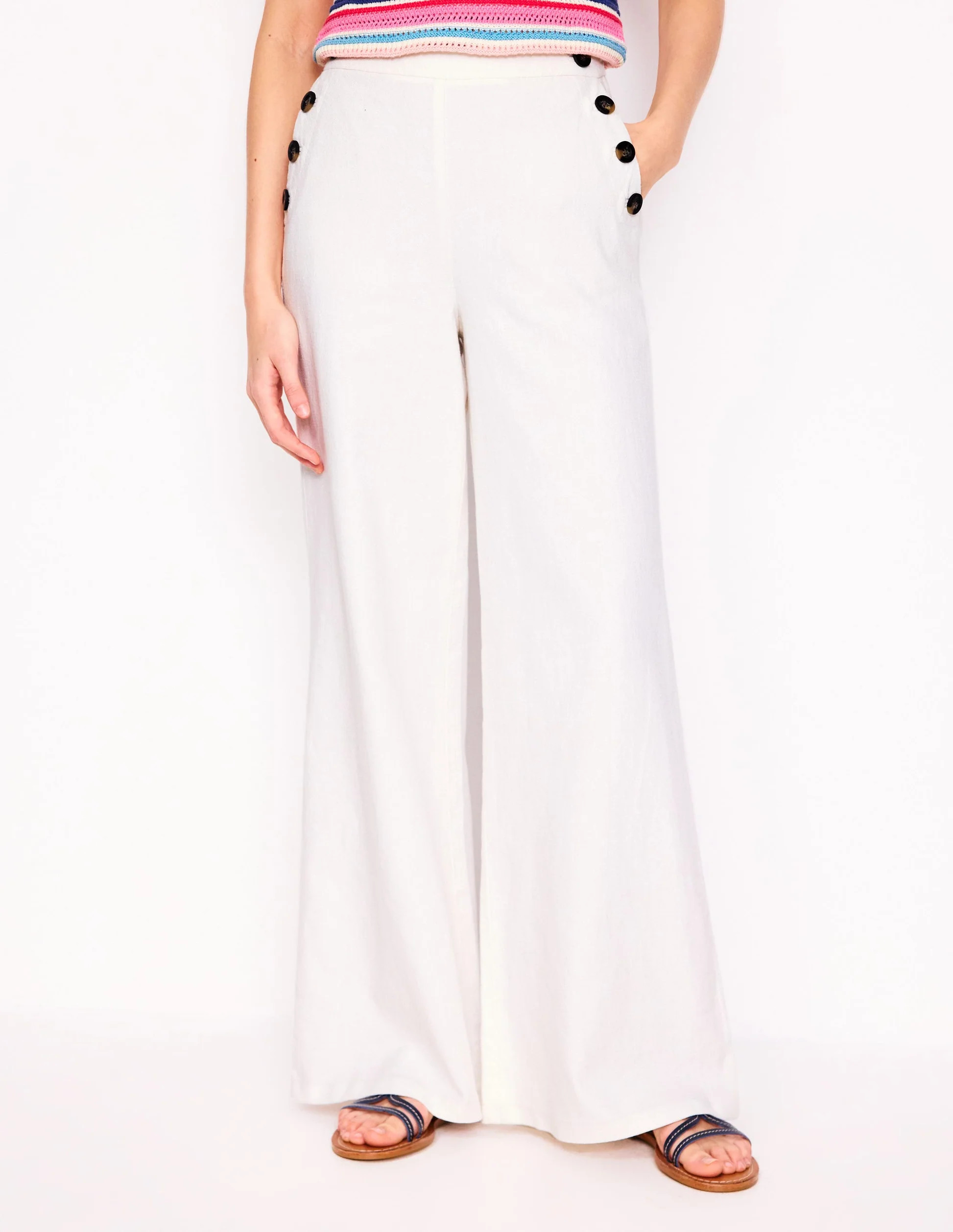 Greenwich Sailor Trousers-White | Boden UK