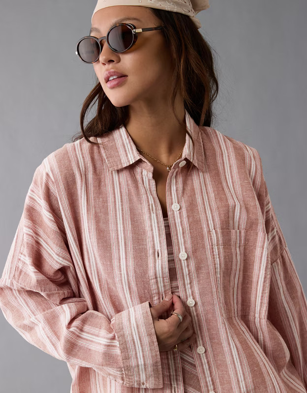 AE Go Big Oversized Striped Shirt | American Eagle Outfitters (US & CA)