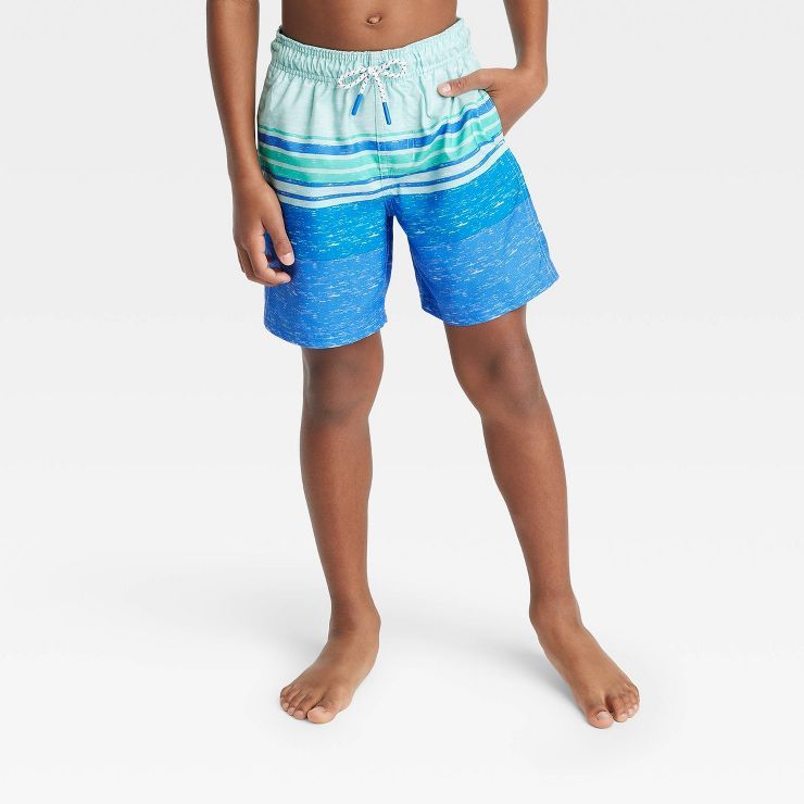 Boys' Striped Swim Trunks - Cat & Jack™ Blue | Target