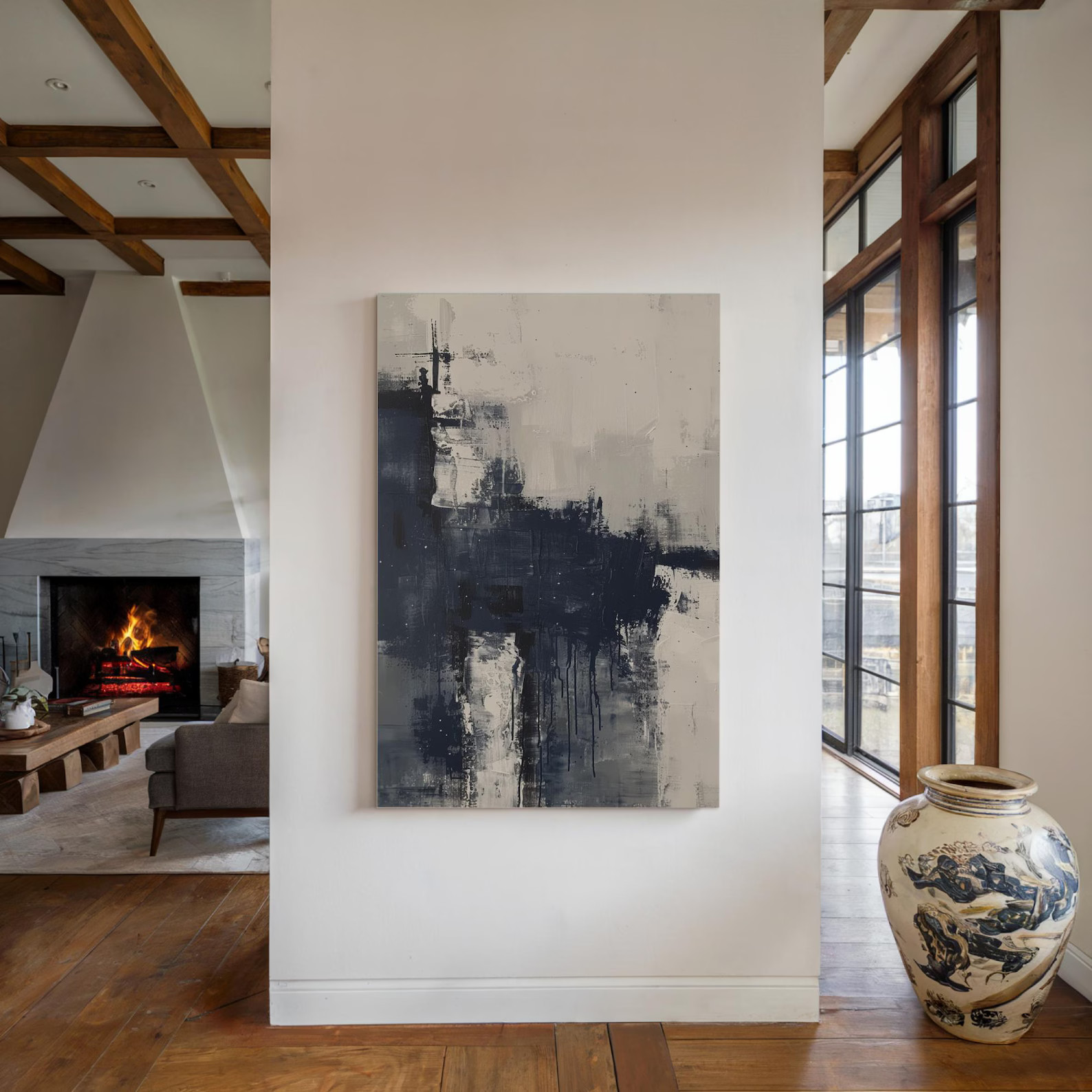 Navy Blue Abstract Print: Textured Contemporary Minimalist Art (digital Download) - Etsy | Etsy (US)