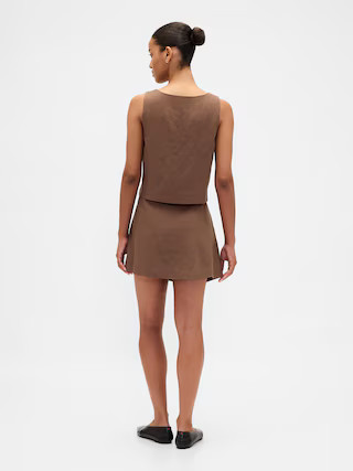 Linen-Blend Button-Front Mini Skort | Gap (US)