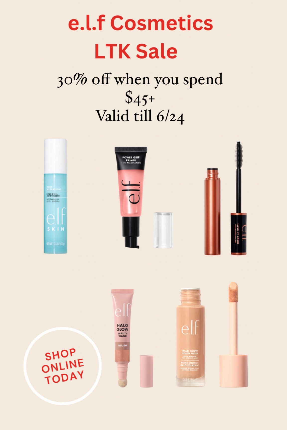 LTK +e.l.f. Sale -spend $45, get 30% off 
I included my favorite items! 

#LTKxelfCosmetics #LTKBeauty #LTKSaleAlert
