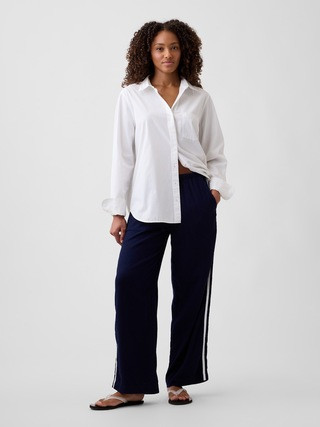 Linen-Blend Stripe Wide-Leg Pants | Gap Factory