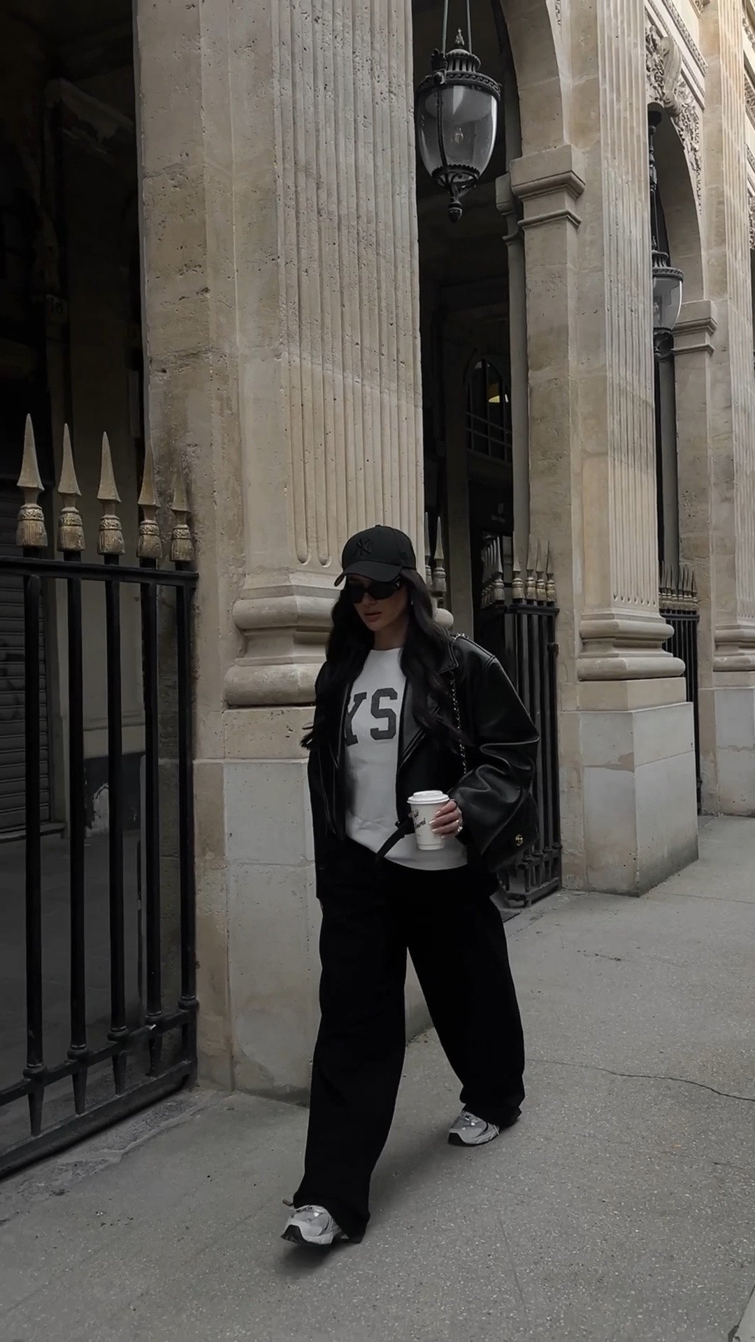 Casual fall leather jacket outfit styled with my go-to new balance sneakers and a black baseball cap - obsessed with this leather jacket!

#LTKootd #LTKSeasonal