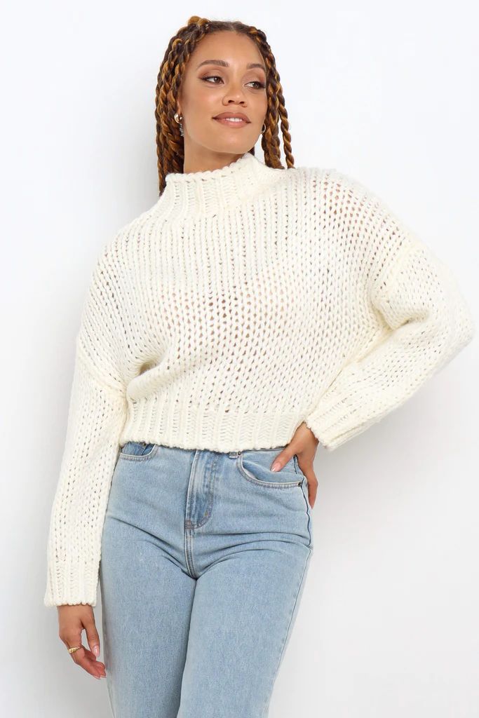 Kennedy Knit Sweater - White | Petal & Pup (US)