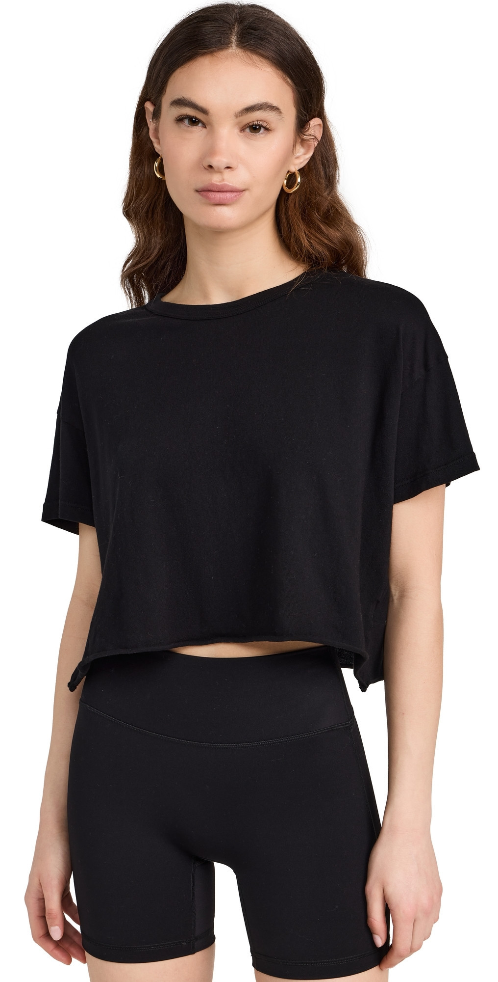 Year of Ours YOS Cropped Tee Black L | Shopbop