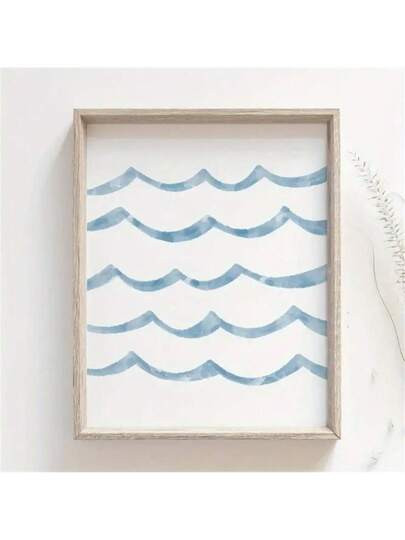 1pc, Wave Pattern Canvas Art Print, Blue Watercolor Seascape,Ocean Poster, Art Deco Classic Moder... | SHEIN