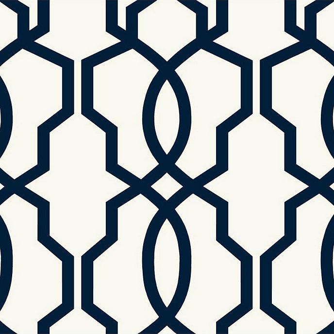 Imperial Trellis Wallpaper Double Roll - Navy/White | Ballard Designs, Inc.