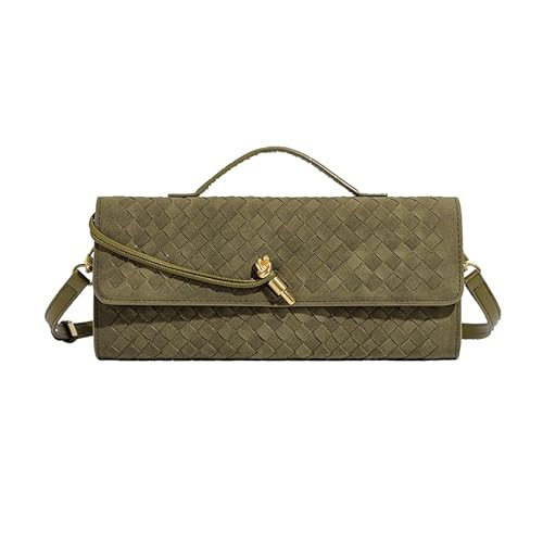 SKYK Olive Green Suede Bag Woven Clutch Purses for Women Trendy Evening Purse PU Leather Handbag Shoulder Bags(B Suede Olive Green) | Amazon (US)