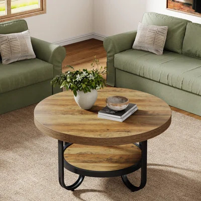 31.1-Inch Round Coffee Table, 2-Tier Center Table | Wayfair North America