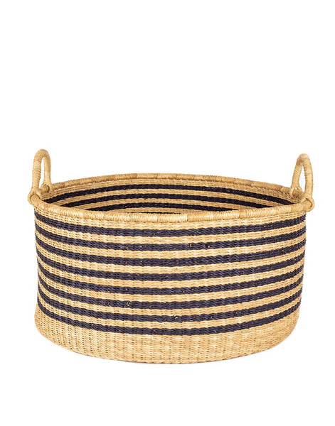 Striped Floor Basket - Midnight Blue | The Little Market