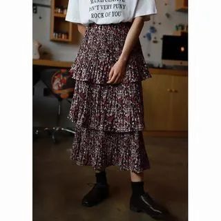 Flower Print Midi Tiered Skirt | YesStyle Global