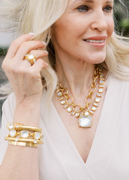 Loving these gorgeous pieces from Julie Vos.
The iridescent crystals and gold look so beautiful with all your spring outfits. 

Julie Vos, statement necklace, arm stack, gold necklace, spring inspiration  

#LTKparties #LTKover40 #LTKstyletip
