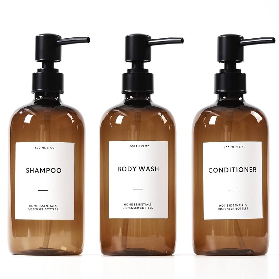HOMCDALY Shampoo and Conditioner Dispenser, 21oz 3-Pack Refillable Shampoo and Conditioner Bottle... | Amazon (US)