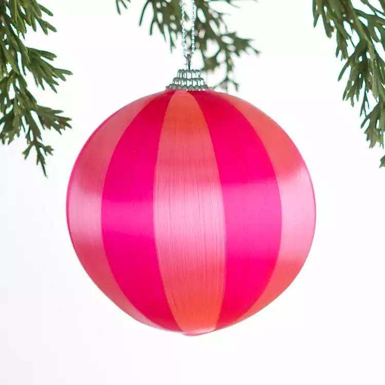 Pink Circus Stripes Ball Ornament, 4 in. | Kirklands Home | Kirklands