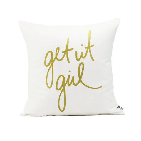 GET IT GIRL in Gold Decorative Pillow Cover | Shop Dandy LLC