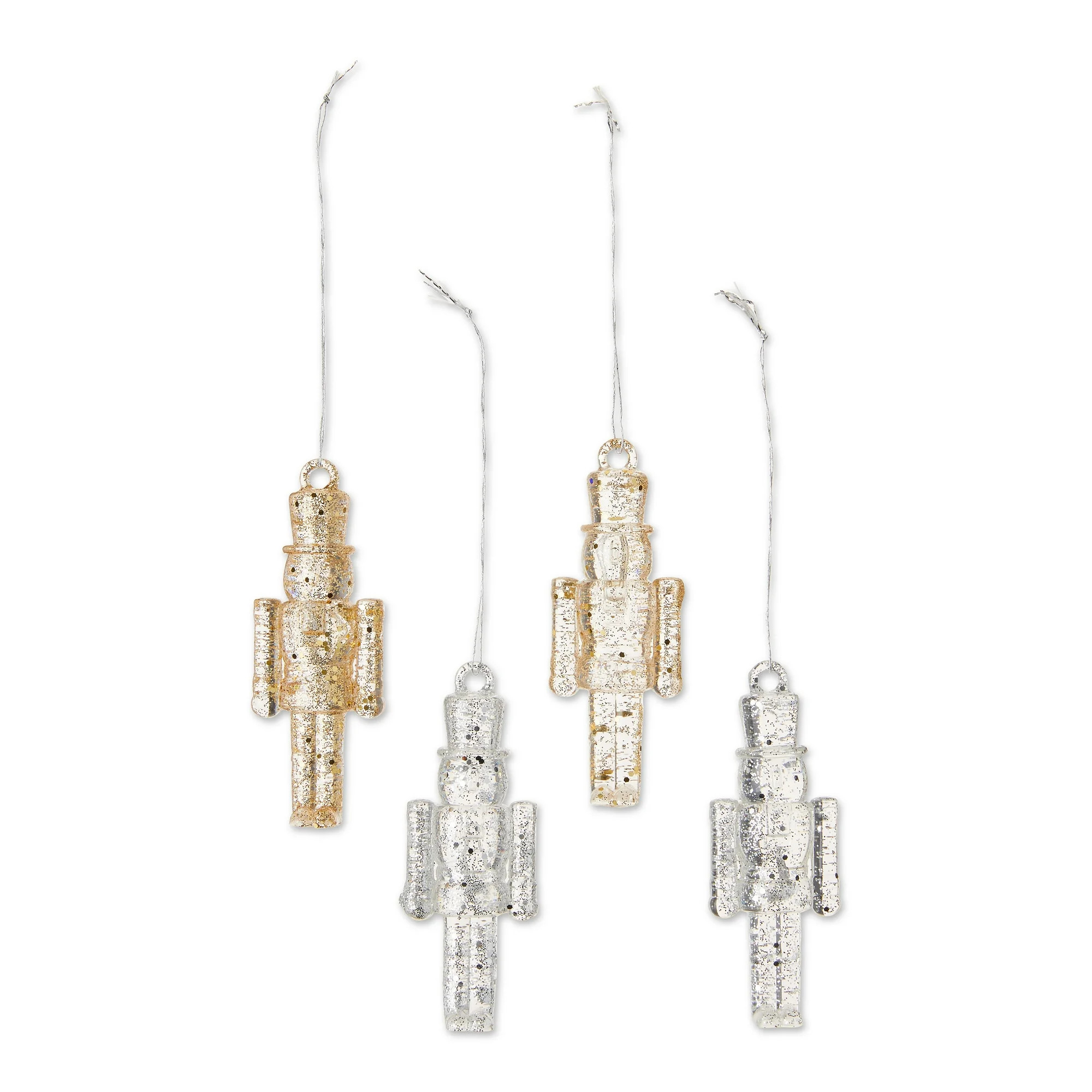Best seller Holiday Time Gold and Silver Glitter Transparent Mini Nutcracker Christmas Ornaments,... | Walmart (US)