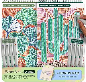 Lifelines FlowArt Activity Pads, 2-Pack & Bonus Pad - Guided Dot-by-Letter Art Meditations - 8 Do... | Amazon (US)
