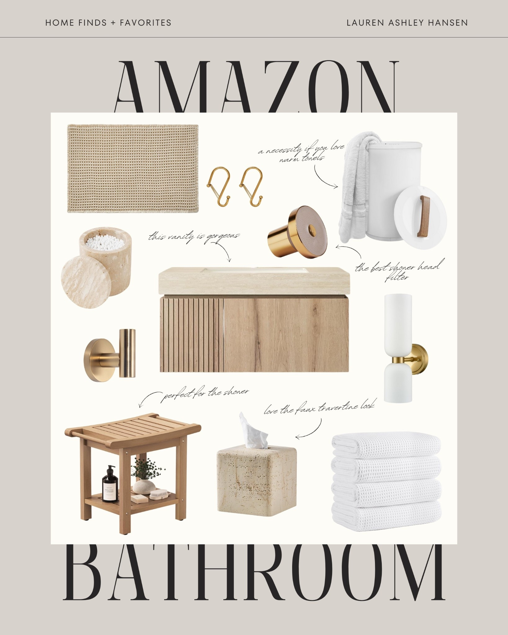 If you're looking to refresh your bathroom this  year, these Amazon finds are gorgeous and truly look designer. I love all the natural materials (or inspired looks) and the light, airy, organic feel. 

#LTKHome