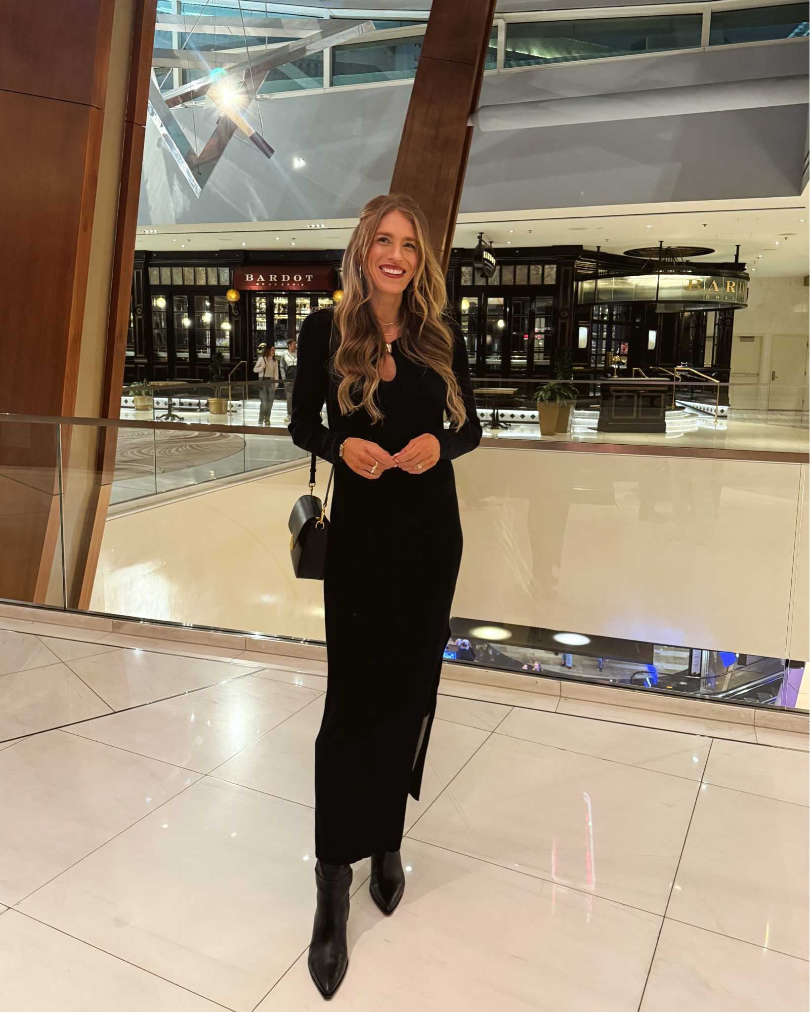 Black dress that is pregnancy friendly and tall girl friendly! Tall sizes! Wearing small tall! 

#LTKBump #LTKTall #LTKTravel