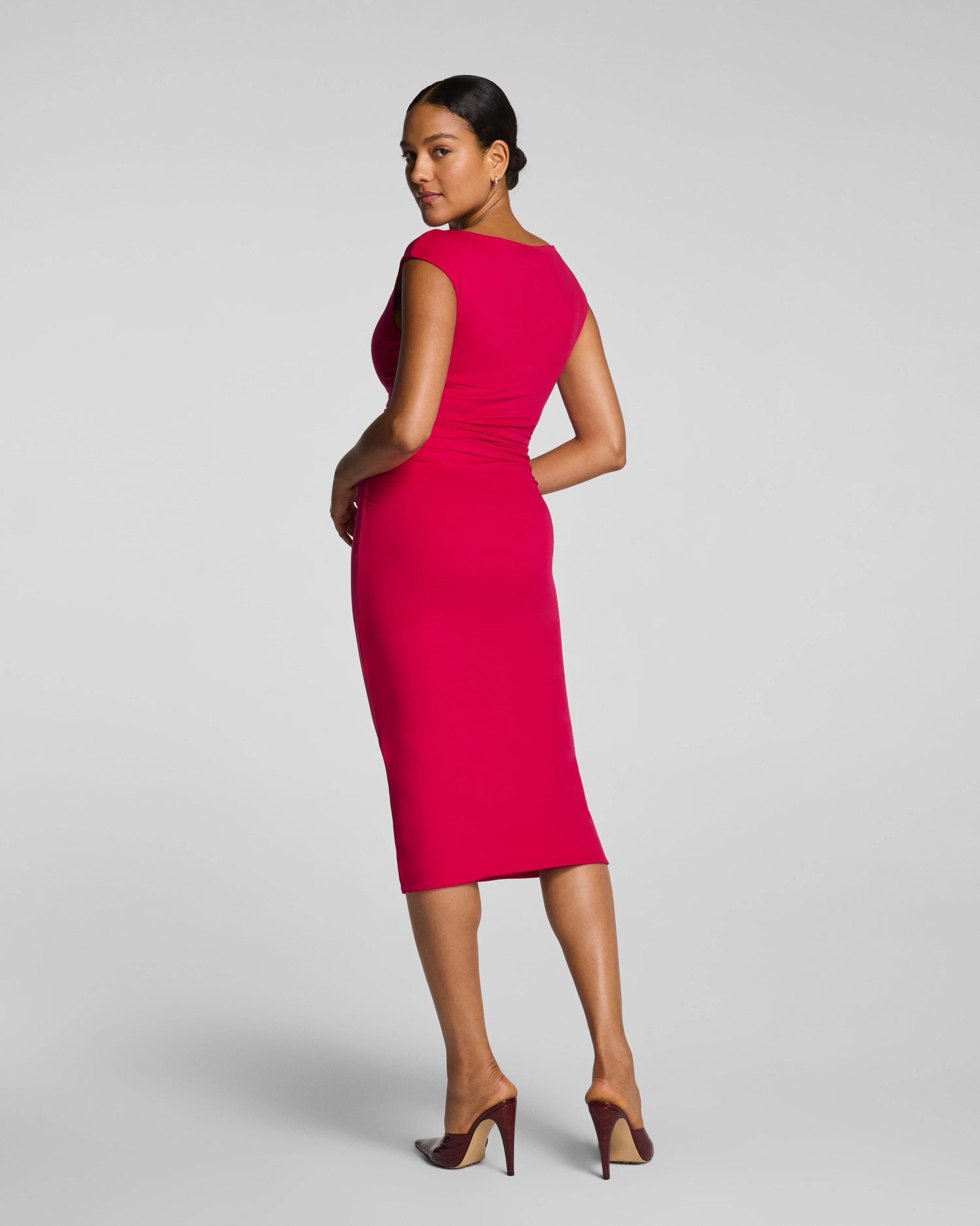 Jersey Scoop Neck Ruched Midi Dress | Spanx