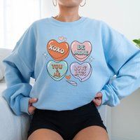 Valentines Day Positive Affirmations Candy Conversation Hearts Sweatshirt | Etsy (US)