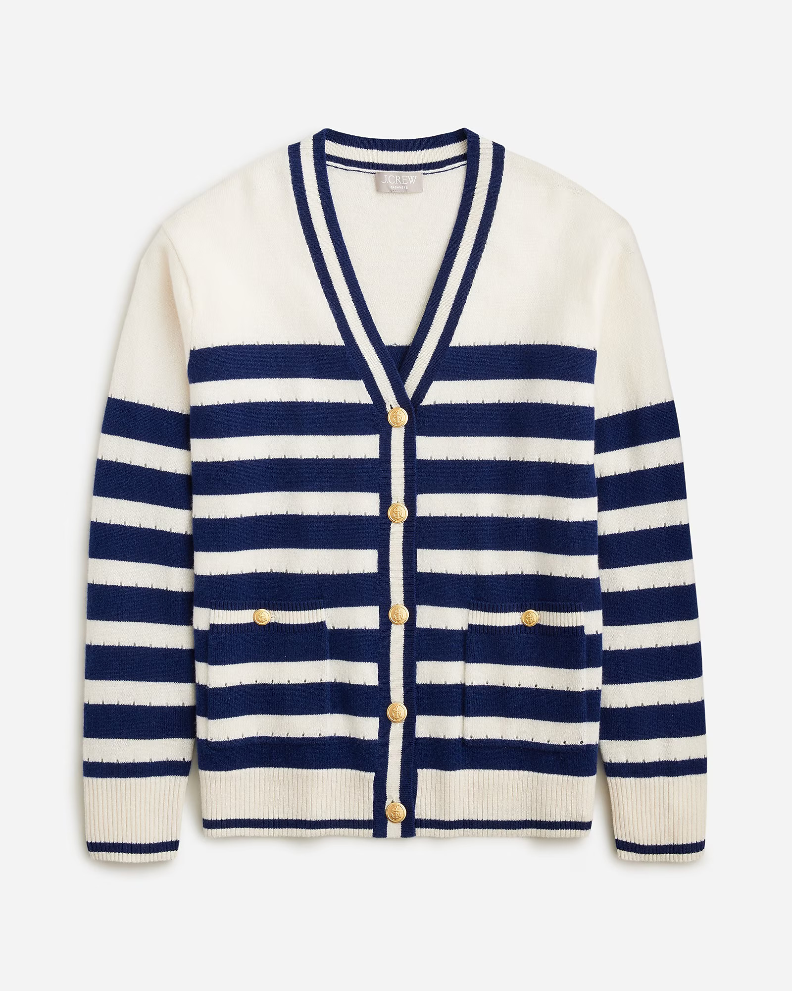 Cashmere cardigan sweater in sailor stripe | J. Crew US