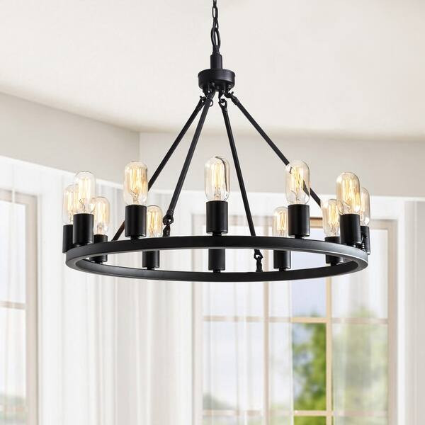 Viviana Black 12-light Metal Round Chandelier | Bed Bath & Beyond