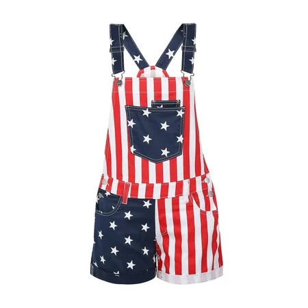Odeerbi 4th of July Patriotic Bib Overall Shorts for Women Independence Day Flag Suspenders 2025 Casual Commuting Jumpsuit With Pocket Red | Walmart (US)