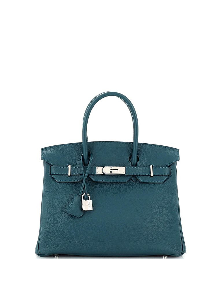 Hermès 100% Leather Blue Birkin Handbag Blue Clemence with Palladium Hardware 30 One Size - 24% ... | ThredUp