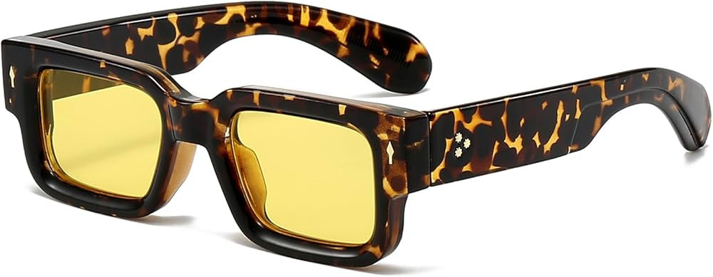 EYLRIM Thick Frame Square Sunglasses for Women Men Chunky Rectangle Sun Glasses Black Shades UV40... | Amazon (US)