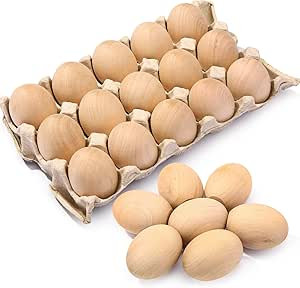 Sally Fashion 15PCS Unfinished Wooden Easter Eggs,Flat Bottom Fake Eggs for Crafts and Easter Egg... | Amazon (US)