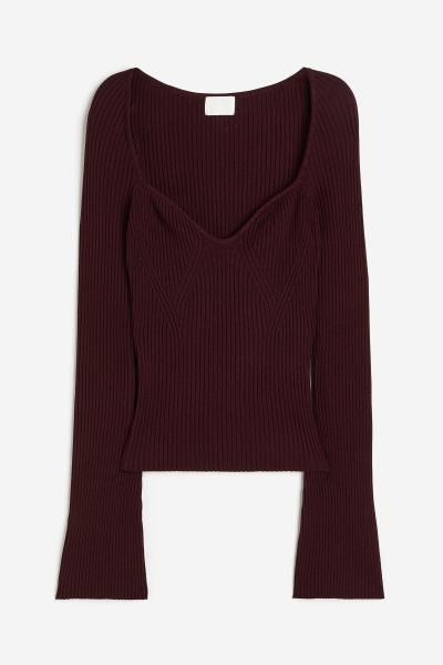 Rib-knit jumper - Burgundy - Ladies | H&M GB | H&M (UK, MY, IN, SG, PH, TW, HK)