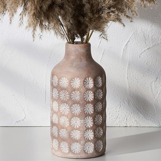 LUKA Ceramic Rustic Farmhouse Vase,10 inch Terracotta Vase,Pottery Decorative Flower Vase for Hom... | Amazon (US)