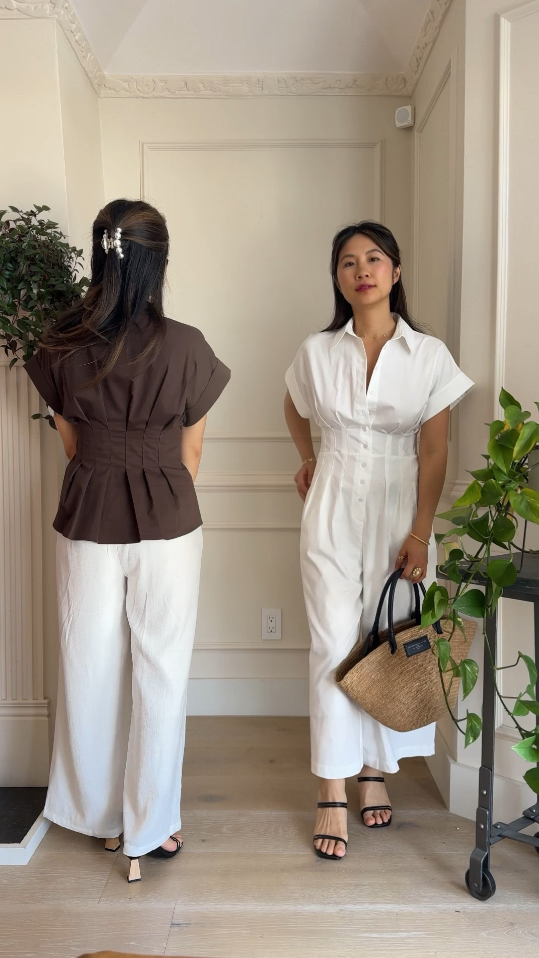 Figure flattering cinched waist style: wearing size small in the top and small in the jumpsuit. Size XS regular in the dress 

#LTKTravel #LTKPetite #LTKSeasonal
