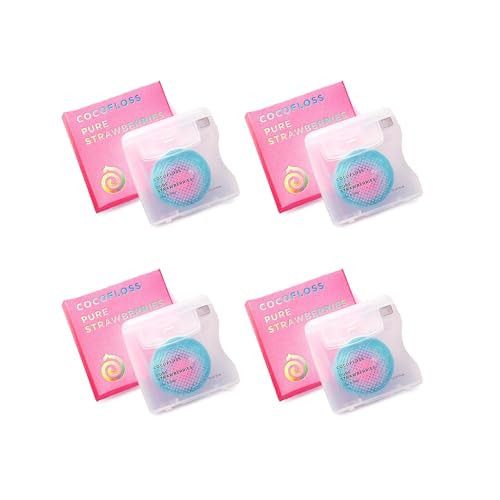 Cocofloss Woven Dental Floss, Dentist-Designed Oral Care, Strawberry Scent, Waxed, Expanding, Kid-Friendly String Floss with Coconut Oil, 4 Spools (33 yd Each) | Amazon (US)