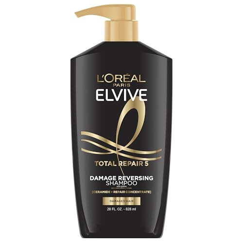 L'Oreal Paris Elvive Total Repair 5 Repairing Shampoo for Damaged Hair Shampoo with Protein and Ceramide for Strong Silky Shiny Healthy Renewed Hair 28 Fl Oz | Amazon (US)
