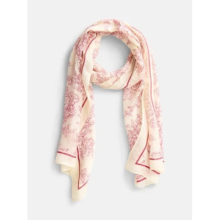 Scenario Women's Woven Oblong Printed Scarf, White | Walmart (US)